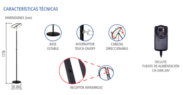Lampara De Pie A Led Double 24w - Doble Ala - c/Control Remoto - Image 2