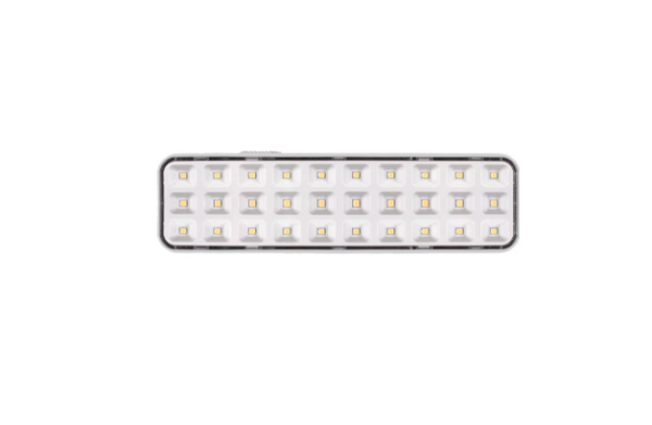 Luminaria de emergencia de 30 LED’s SMD 2W, con cuerpo ABS resistente al fuego.