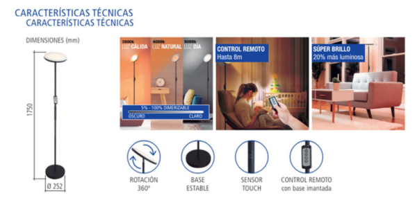 Lampara De Pie A Led Prime -30w - Blanca - Image 3