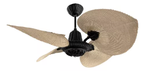 Ventilador De Techo Acanto C/Palas De Rattán Color Negro Mate + Natural