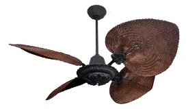 Ventilador De Techo Acanto C/Palas De Rattán Color Negro Mate + Nogal
