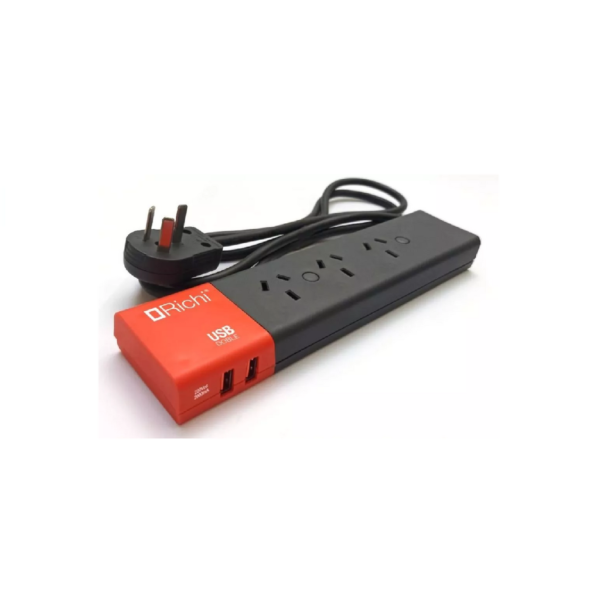Zapatilla Richi 3 Tomas 1,5 Mts + 2 Usb Color Grafito