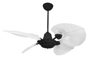 Ventilador De Techo Acanto C/Palas De Rattán Color Negro Mate + Blanco