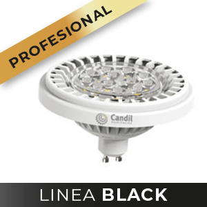 Lámpara LED AR111 Dimerizable - GU10 - 12W - Luz Calida - Linea BLACK - Candil