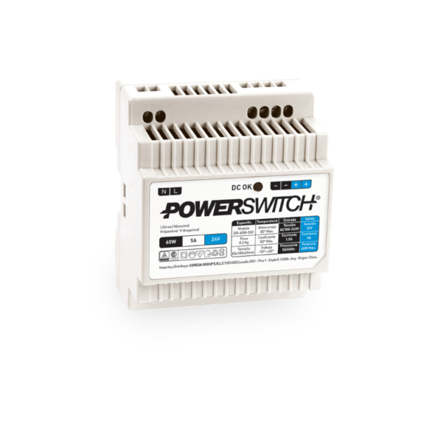 Fuente Interior Riel Din 60W - 24V - 2.5A - IP20 - Macroled