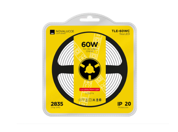 Tira Led IP20 - Luz Calida - 12 W/M - 5 Metros - Novalucce