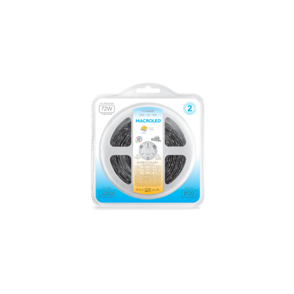 Tira Led 5050 Blanco Calido - IP20 - 5 Metros - Macroled