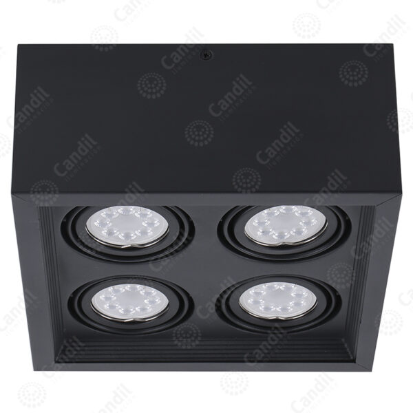 Plafon Ecua 4xGU10 (Dicroica) - Color Negro - Candil