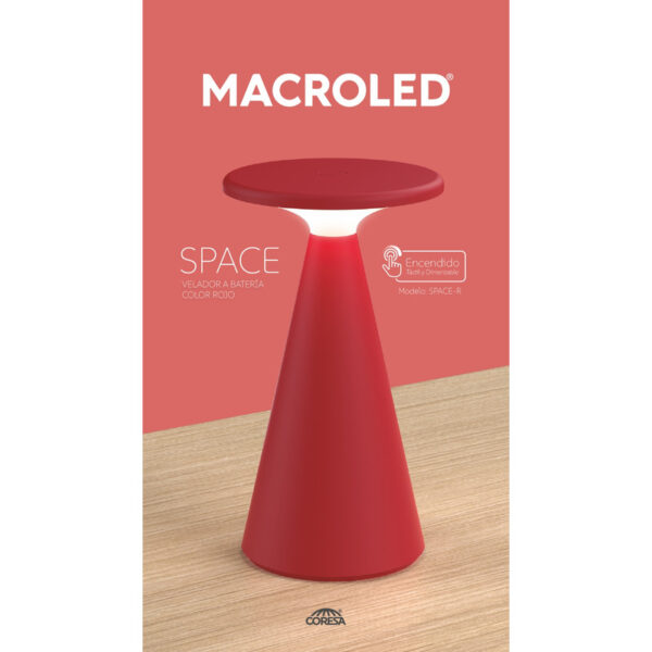 Velador De Mesa Space Rojo Inalámbrico - Macroled - Image 3