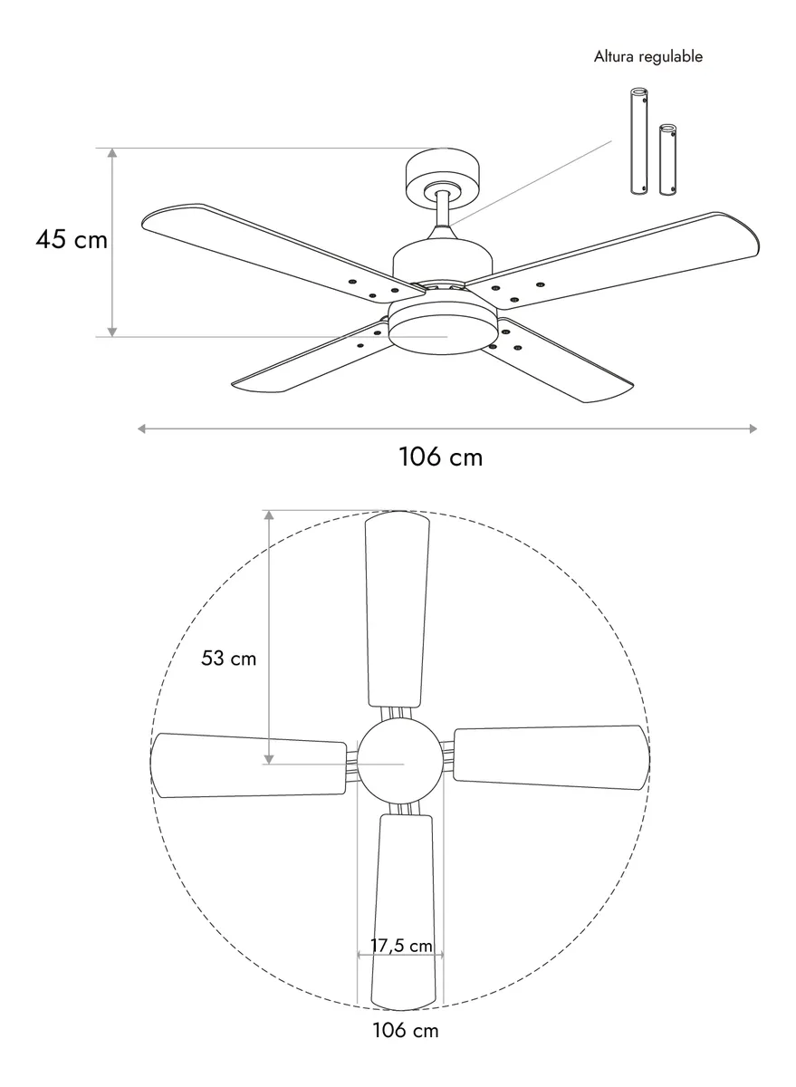 Ventilador De Techo Sidney Aspas Revesibles 42pulg 1.06 M Blanco Blanco/madera - Windstyle - Image 6