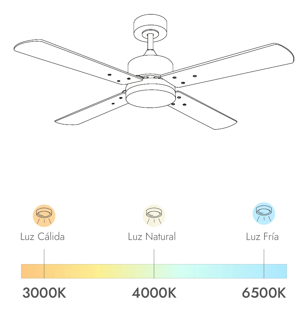 Ventilador De Techo Sidney Aspas Revesibles 42pulg 1.06 M Blanco Blanco/madera - Windstyle - Image 7