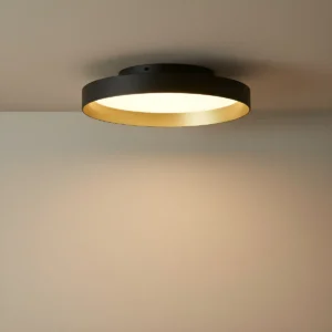 Plafon Titan 35 Led Negro & Dorado Mate 30w Luz Cálida - Candil